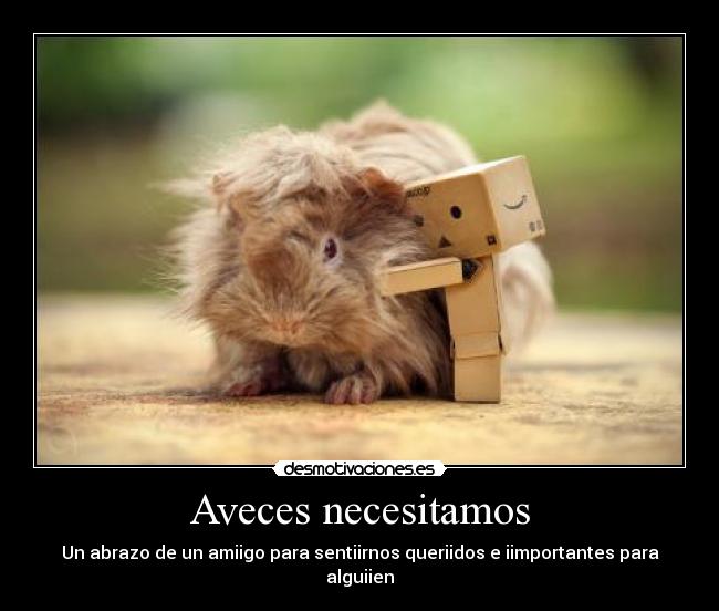 Aveces necesitamos - Un abrazo de un amiigo para sentiirnos queriidos e iimportantes para alguiien