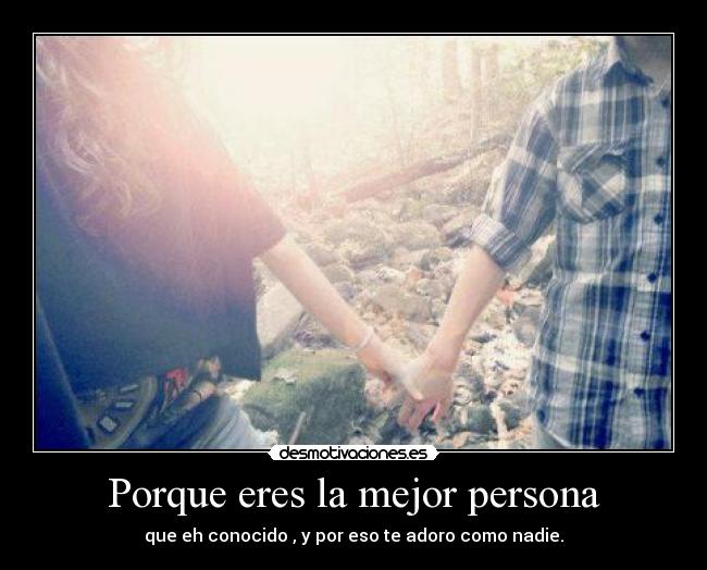 Porque eres la mejor persona - que eh conocido , y por eso te adoro como nadie.