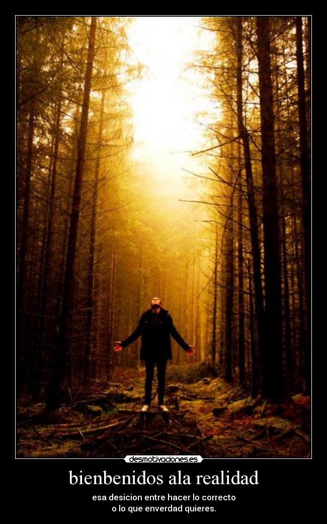 bienbenidos ala realidad - esa desicion entre hacer lo correcto
o lo que enverdad quieres.