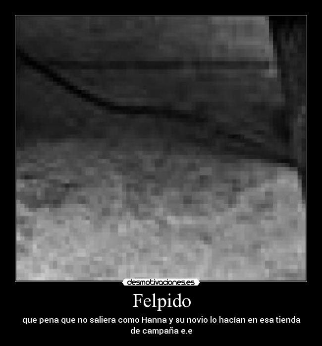 Felpido - que pena que no saliera como Hanna y su novio lo hacían en esa tienda
de campaña e.e