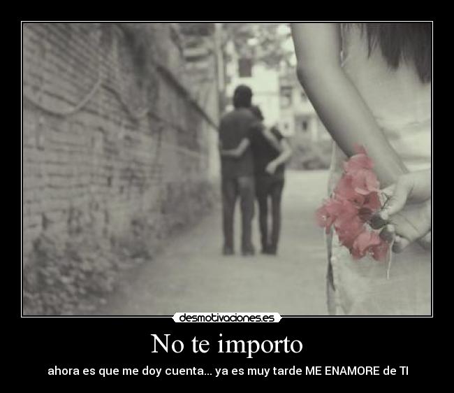 No te importo - ahora es que me doy cuenta... ya es muy tarde ME ENAMORE de TI