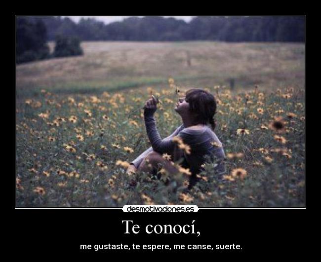 Te conocí, - me gustaste, te espere, me canse, suerte.