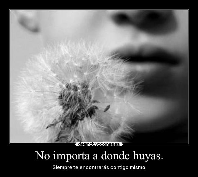 No importa a donde huyas. - Siempre te encontrarás contigo mismo.