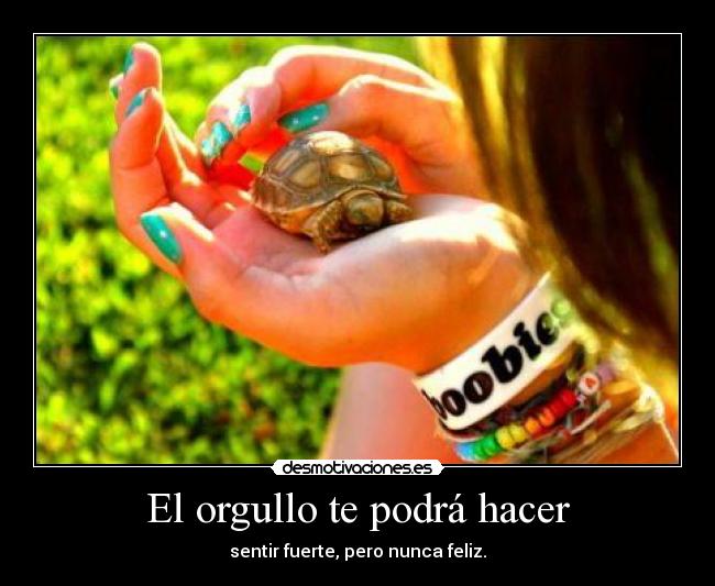 El orgullo te podrá hacer - sentir fuerte, pero nunca feliz.