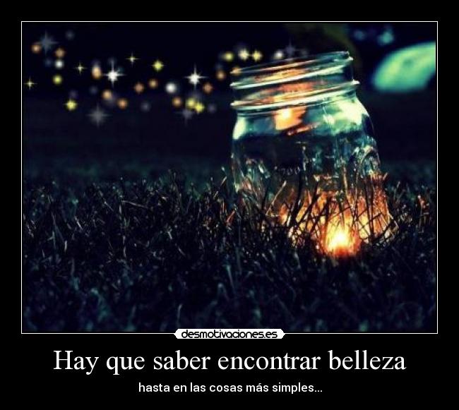 Hay que saber encontrar belleza -