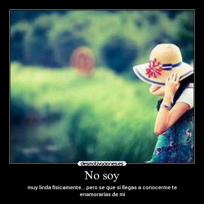 No soy - muy linda físicamente... pero se que si llegas a conocerme te enamorarías de mi