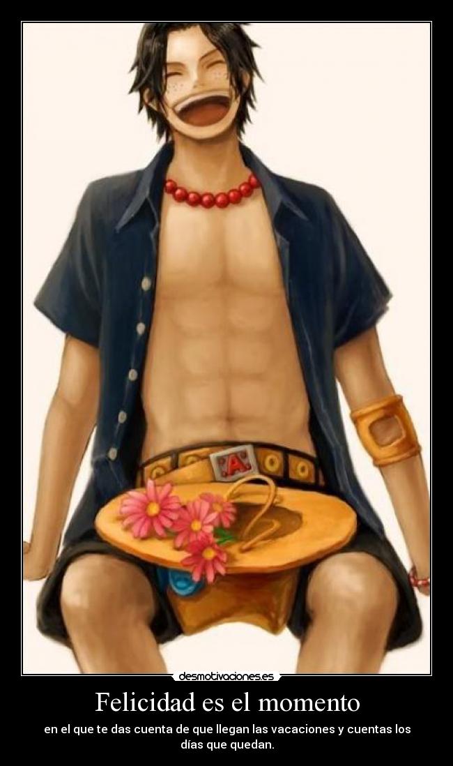 Felicidad es el momento - en el que te das cuenta de que llegan las vacaciones y cuentas los días que quedan.