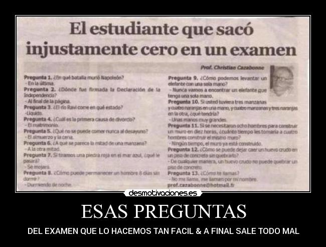 ESAS PREGUNTAS - DEL EXAMEN QUE LO HACEMOS TAN FACIL & A FINAL SALE TODO MAL