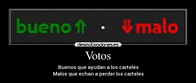 Votos - Buenos que ayudan a los carteles
Malos que echan a perder los carteles