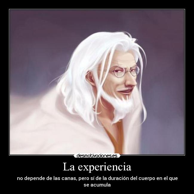 La experiencia - no depende de las canas, pero sí de la duración del cuerpo en el que se acumula