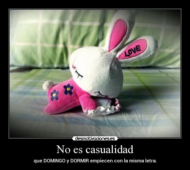 No es casualidad - que DOMINGO y DORMIR empiecen con la misma letra.