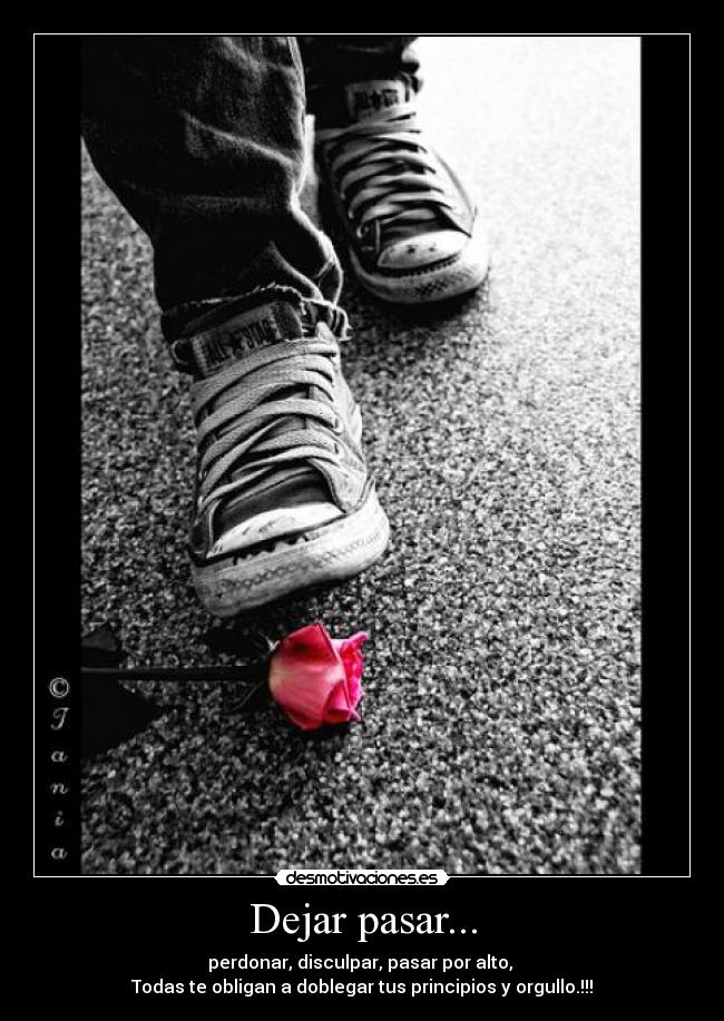 Dejar pasar... - perdonar, disculpar, pasar por alto, 
Todas te obligan a doblegar tus principios y orgullo.!!!
