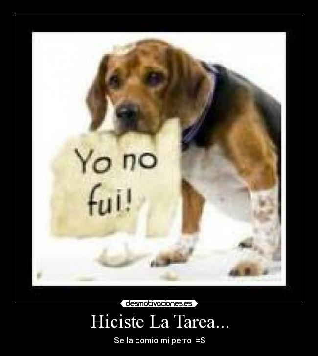 Hiciste La Tarea... - Se la comio mi perro =S