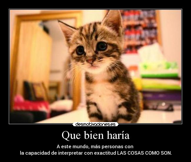 Que bien haría - A este mundo, más personas con
la capacidad de interpretar con exactitud LAS COSAS COMO SON.