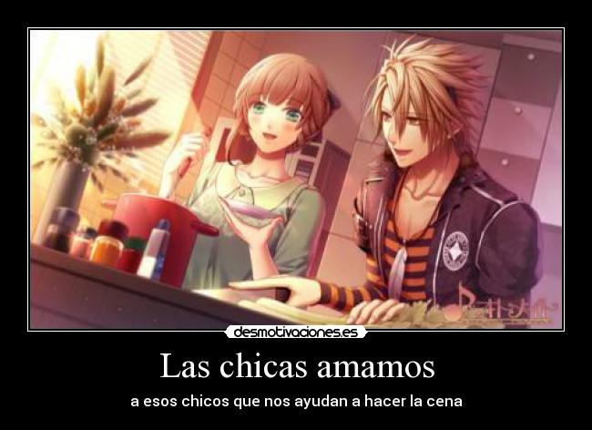 carteles cocinar cena chicos amor anime desmotivaciones