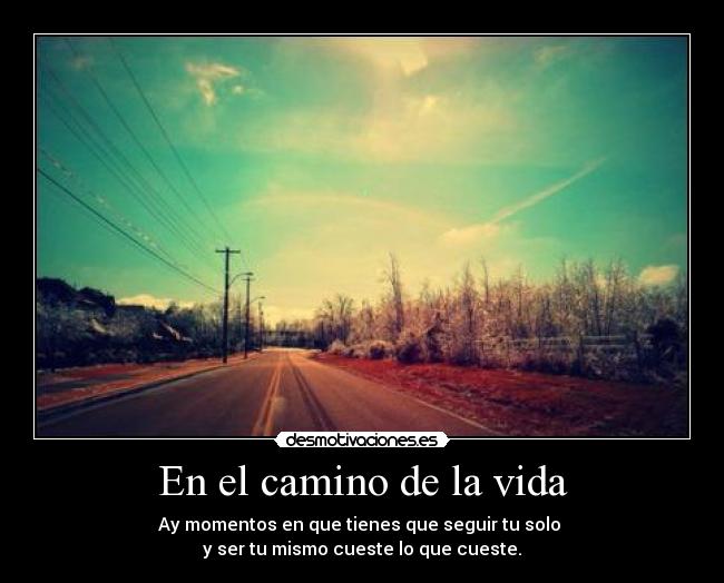 En el camino de la vida - Ay momentos en que tienes que seguir tu solo
y ser tu mismo cueste lo que cueste.