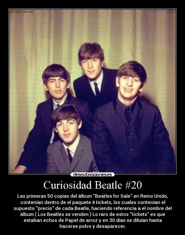 carteles beatles for sale starr lennon harrison mccartney son unicos curiosidad desmotivaciones