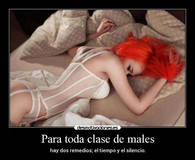 Para toda clase de males - hay dos remedios; el tiempo y el silencio.