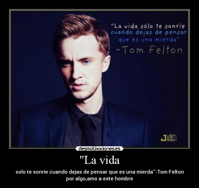 La vida - solo te sonríe cuando dejas de pensar que es una mierda-Tom Felton
por algo,amo a este hombre♥
