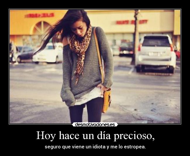 Hoy hace un día precioso, - seguro que viene un idiota y me lo estropea.