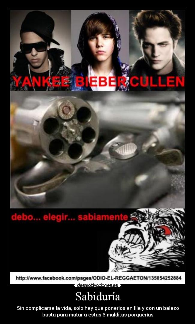 Sabiduría - Sin complicarse la vida, solo hay que ponerlos en fila y con un balazo
basta para matar a estas 3 malditas porquerías