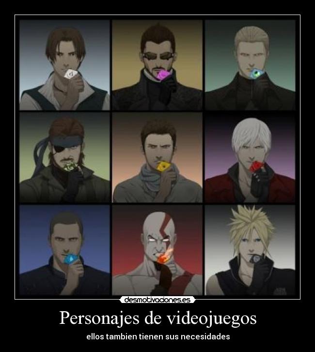 carteles videojuegos ezio snake dante kratos condones desmotivaciones