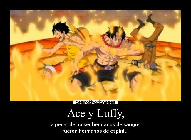 Ace y Luffy, - a pesar de no ser hermanos de sangre,
fueron hermanos de espíritu.