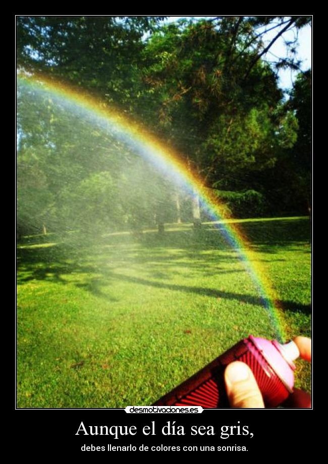 carteles aunque dia sea gris debes llenarlo colores con una sonrisa lulintvg desmotivaciones