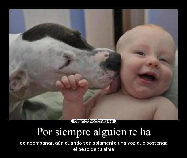 Por siempre alguien te ha - de acompañar, aún cuando sea solamente una voz que sostenga
el peso de tu alma.