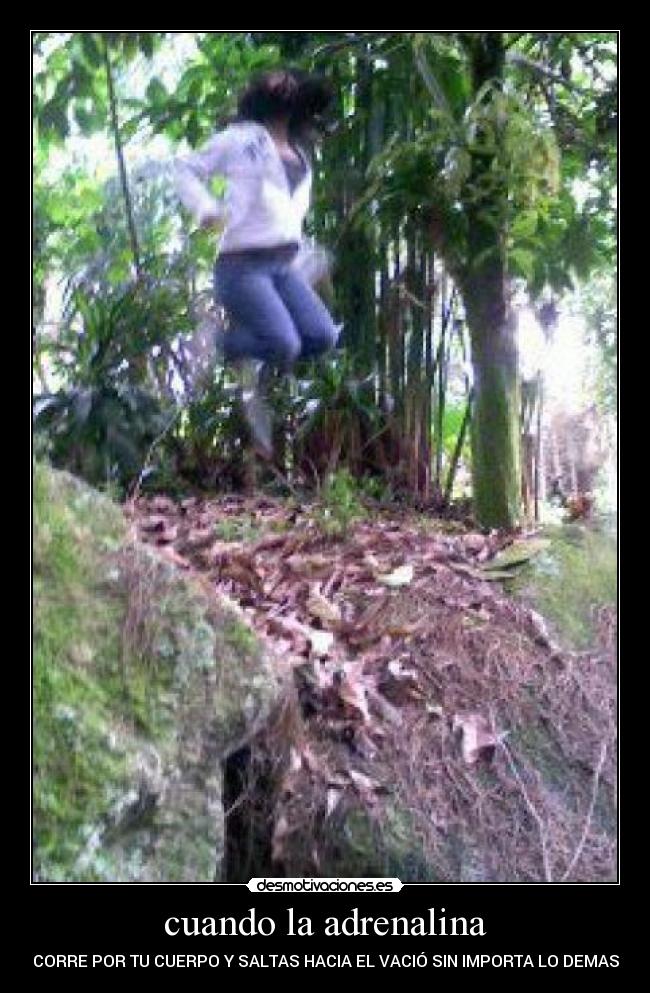 cuando la adrenalina - CORRE POR TU CUERPO Y SALTAS HACIA EL VACIÓ SIN IMPORTA LO DEMAS