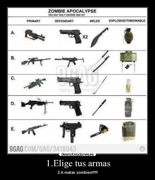 1.Elige tus armas - 2.A matar zombies!!!!!!
