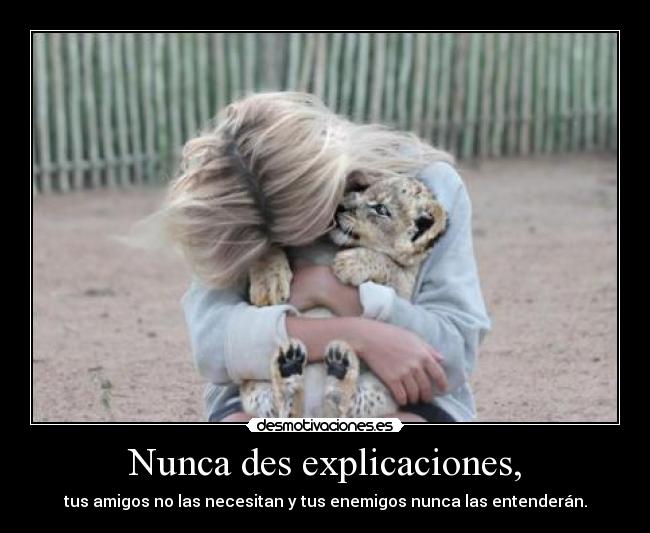 Nunca des explicaciones, -