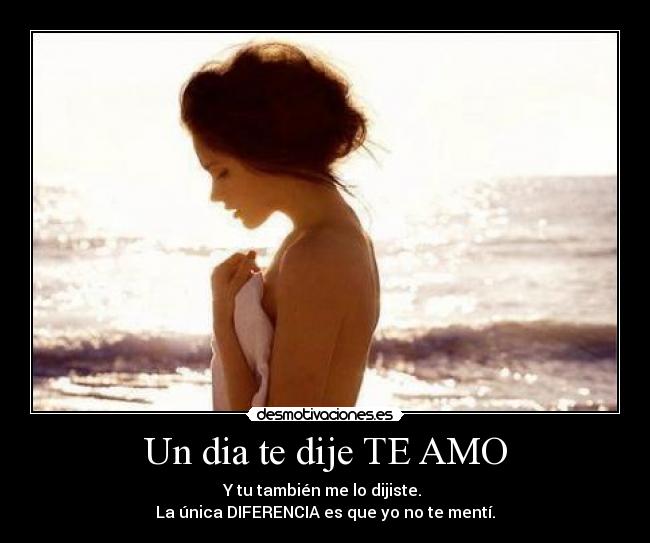 Un dia te dije TE AMO - Y tu también me lo dijiste.
La única DIFERENCIA es que yo no te mentí.