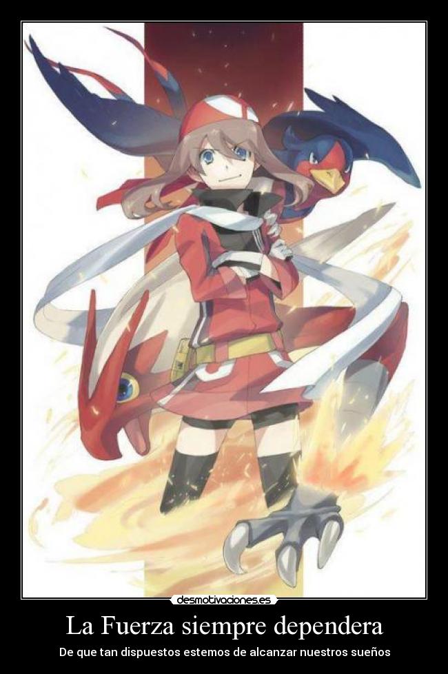 carteles anime pokemon may haruka blaziken fuerza sueno desmotivaciones