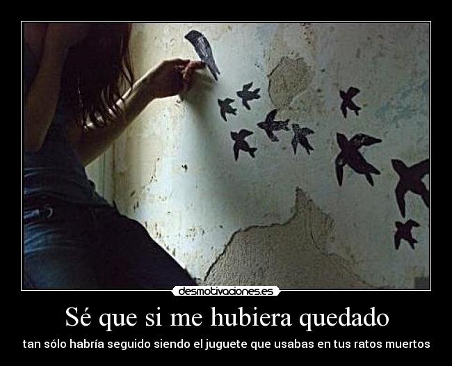 Sé que si me hubiera quedado - tan sólo habría seguido siendo el juguete que usabas en tus ratos muertos