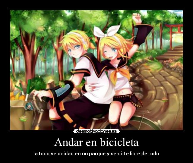 Andar en bicicleta - a todo velocidad en un parque y sentirte libre de todo