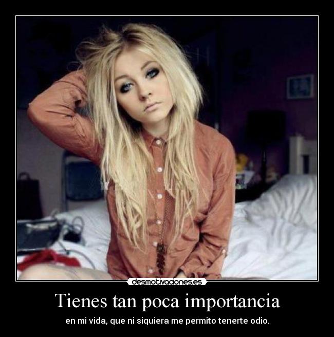 Tienes tan poca importancia - en mi vida, que ni siquiera me permito tenerte odio.