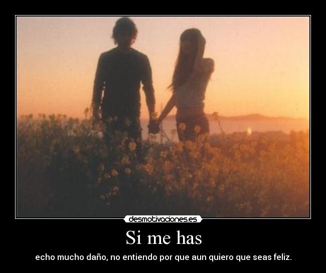 Si me has - echo mucho daño, no entiendo por que aun quiero que seas feliz.