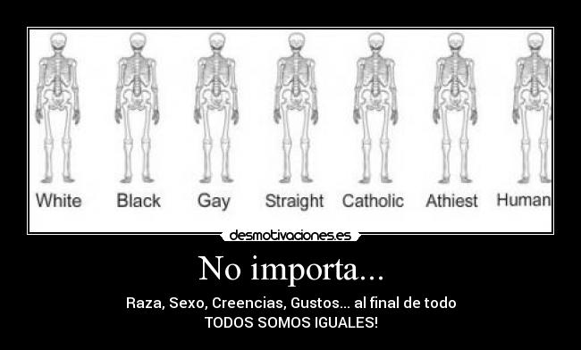 No importa... - Raza, Sexo, Creencias, Gustos... al final de todo
TODOS SOMOS IGUALES!