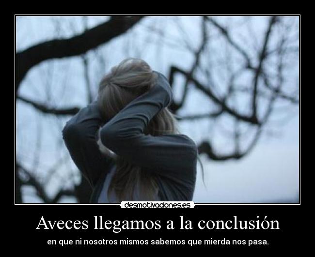 Aveces llegamos a la conclusión - en que ni nosotros mismos sabemos que mierda nos pasa.
