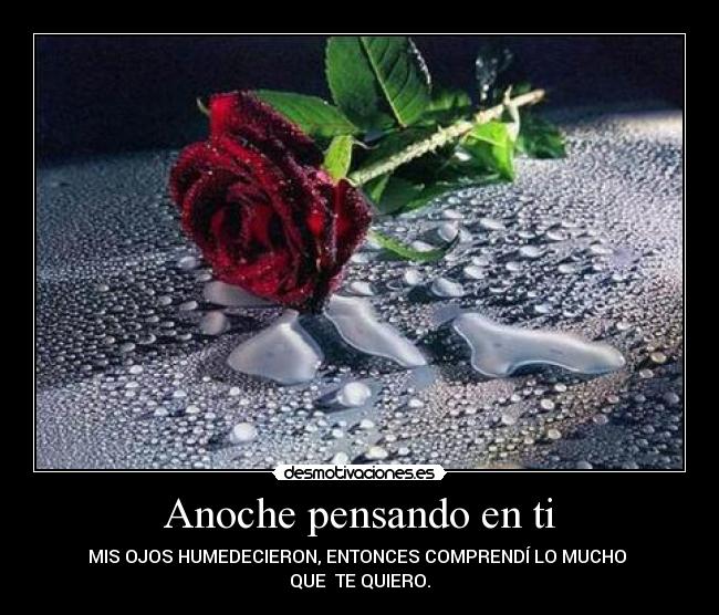 Anoche pensando en ti - MIS OJOS HUMEDECIERON, ENTONCES COMPRENDÍ LO MUCHO
QUE TE QUIERO.