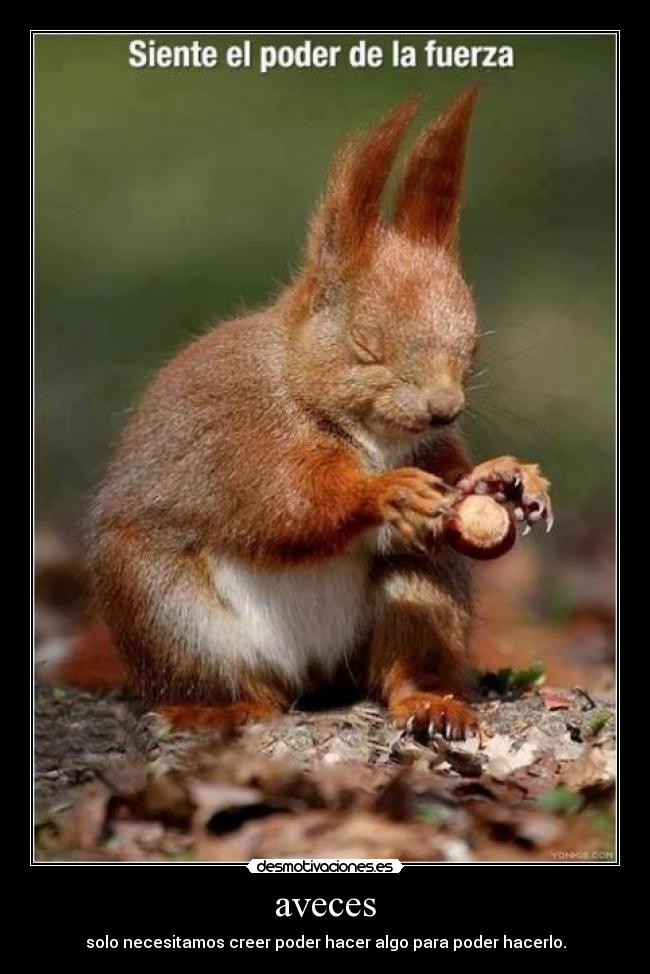 aveces - solo necesitamos creer poder hacer algo para poder hacerlo.