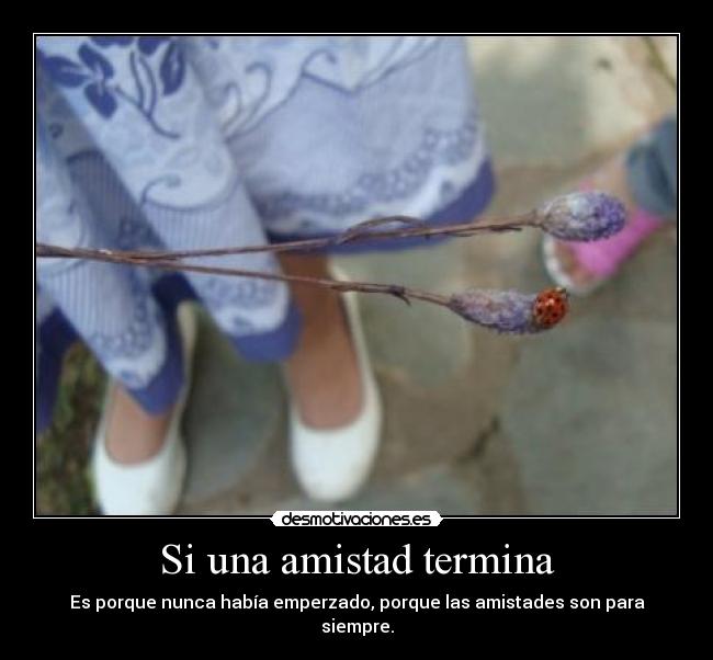 Si una amistad termina - Es porque nunca había emperzado, porque las amistades son para siempre.