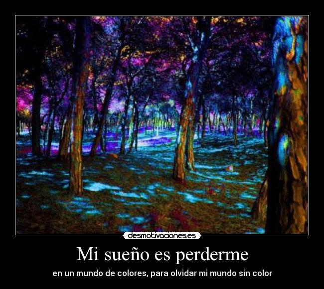 Mi sueño es perderme - en un mundo de colores, para olvidar mi mundo sin color