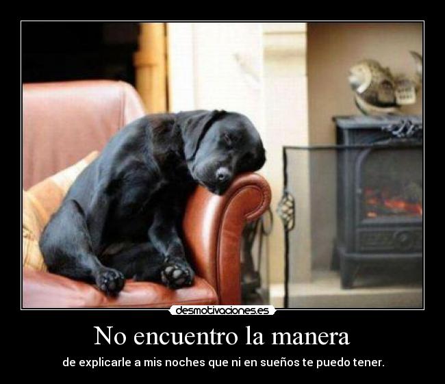 No encuentro la manera - de explicarle a mis noches que ni en sueños te puedo tener.