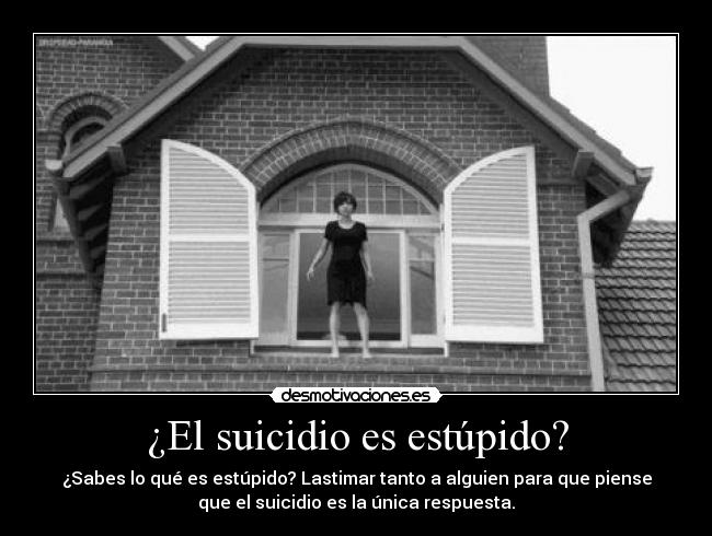 ¿El suicidio es estúpido? - ¿Sabes lo qué es estúpido? Lastimar tanto a alguien para que piense
que el suicidio es la única respuesta.
