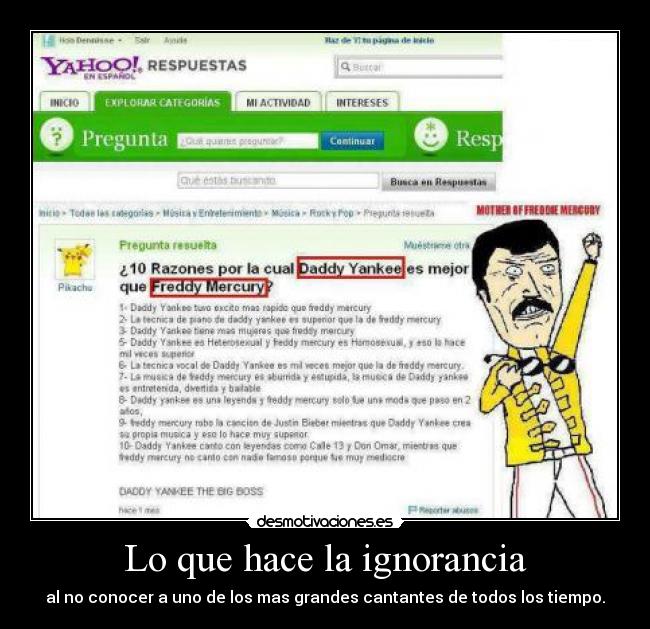 Lo que hace la ignorancia - al no conocer a uno de los mas grandes cantantes de todos los tiempo.