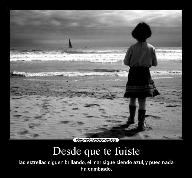 Desde que te fuiste - las estrellas siguen brillando, el mar sigue siendo azul, y pues nada ha cambiado.