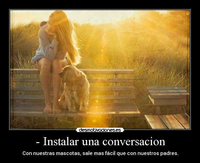 - Instalar una conversacion - Con nuestras mascotas, sale mas fácil que con nuestros padres.