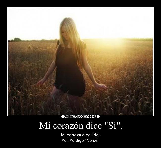 Mi corazón dice Si, - Mi cabeza dice No
Yo...Yo digo No se